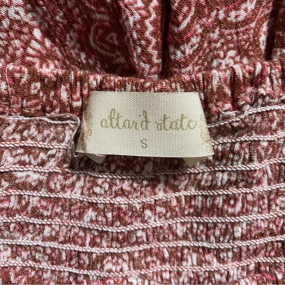 Altar’d State Pink White Floral Print 3/4 Sleeve Off The Shoulder Top - Picture 5 of 6